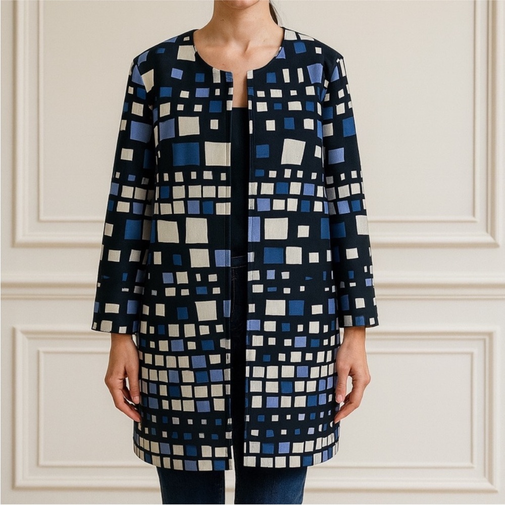 St. John Abstract Geometric Patterned Women's Coat
